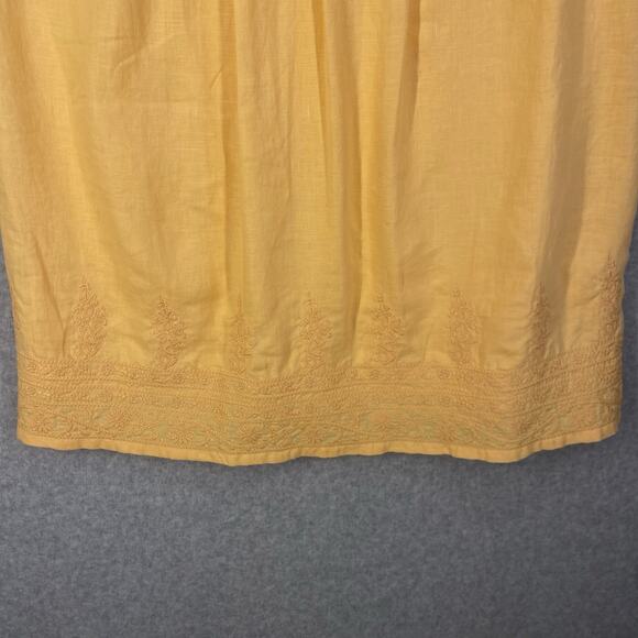 🧡 J Jill Womens 10–12 Orange Linen Sleeveless Pintuck Embroidered Dress 🧡 - Picture 6 of 12